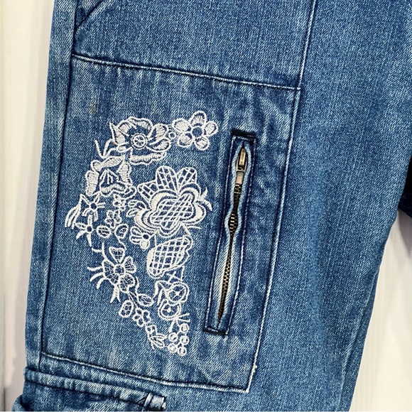 Venus Womens Size 10 Medium Wash Floral Embroidered Cargo Denim Jean Jog… - Picture 8 of 14